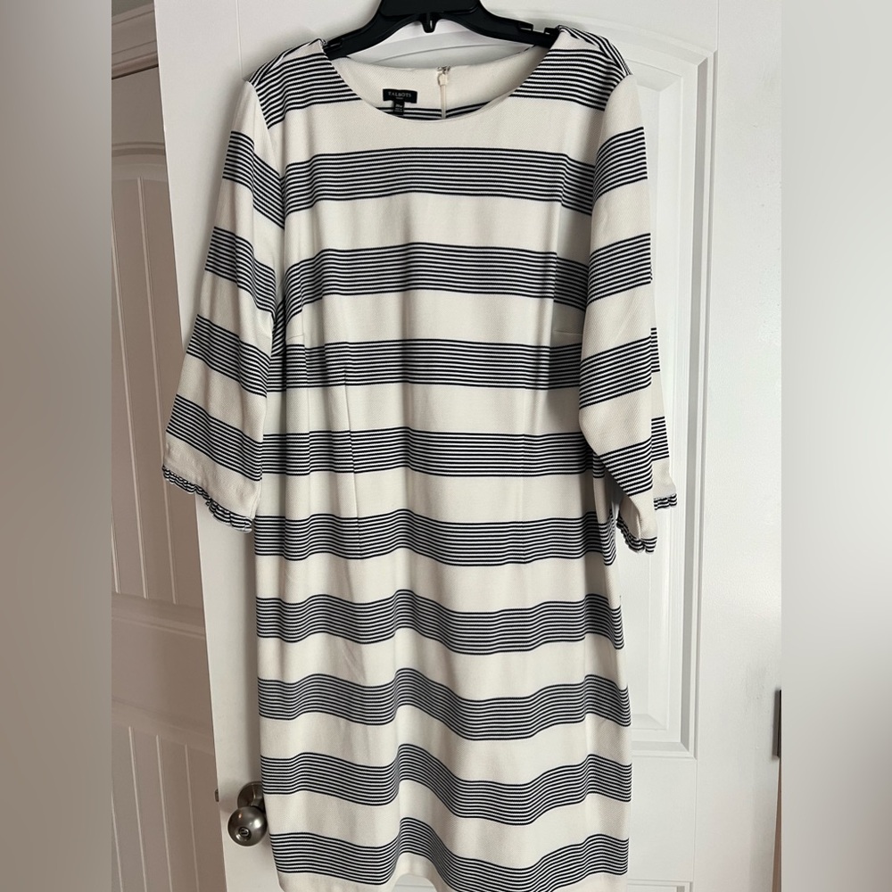 Talbots lined Navy and White Stripped Dress. Size 20W